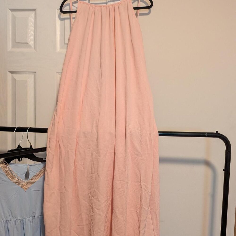 Pink maxi dress with tie back